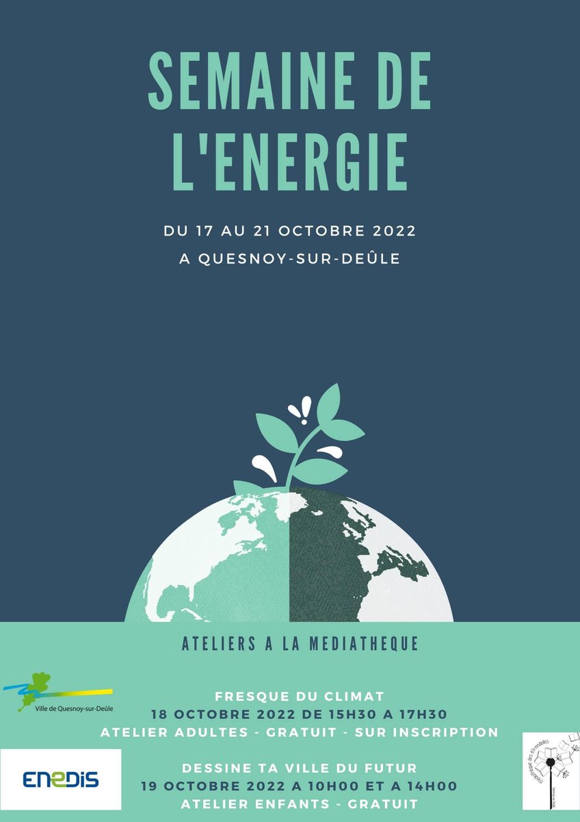 wissocq_pauline's tweet photo. La semaine prochaine @enedis_npdc et #QuesnoySurDeule unissent leurs énergies pour la planète 🌍 
📆Mardi - animation de la @FresqueDuClimat 🌱
📆Mercredi - atelier artistique « l’électricité dessine mon quartier » 🎨
📆Vendredi - inauguration des panneaux solaires à festi’val☀️ https://t.co/yK9flcz4gU