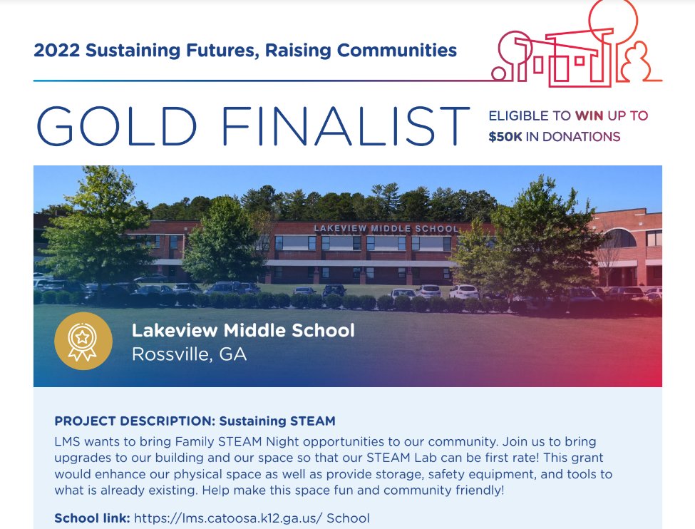 Final days for voting - Be sure to vote for Lakeview Middle School - Georgia Gold …stainingfuturesraisingcommunities.com/votingform?Sta… #sfrc2022 - Need all my <a href="/PEFinnovation/">PEF Innovation Hub</a>  people to help <a href="/CoachStone12/">Michael Stone</a>  
<a href="/Gregbagby/">Greg Bagby Ed. Tech/ Leadership</a> <a href="/juliedavisEDU/">𝕁𝕦𝕝𝕚𝕖 𝔻𝕒𝕟𝕚𝕖𝕝 𝔻𝕒𝕧𝕚𝕤, CETL</a>