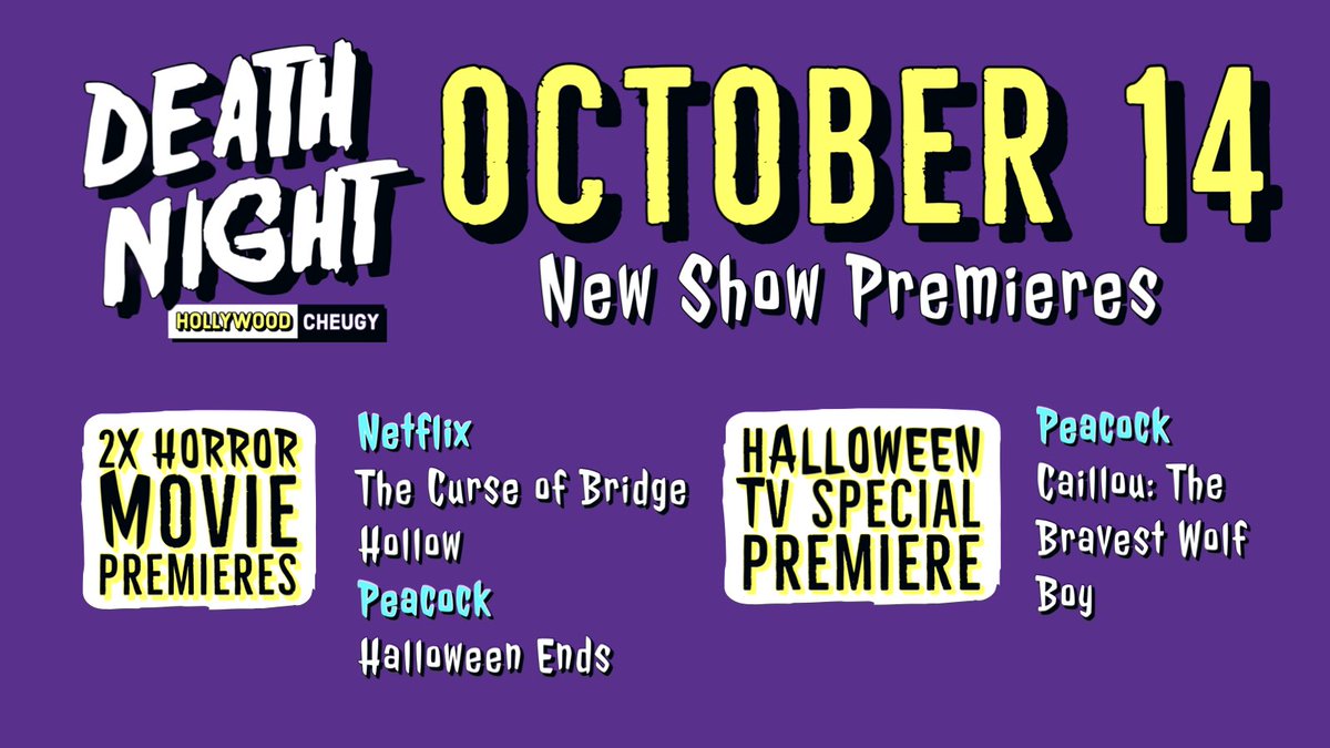 iopictures's tweet photo. Halloween movie and TV show premieres for October 14, 2022 #DeathNight #Halloween https://t.co/rla32V67zs