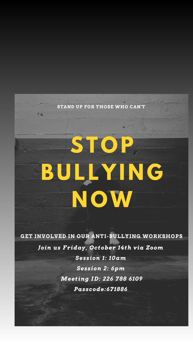 pta138k's tweet photo. Can YOU help end bullying? It’s anti-bullying month and make sure you’re in the know of what is happening in your child’s life. Join now! #bullying #antibully #endbullying #speakout #standup #Growth #TrendingNow #joinzoom https://t.co/HcjOULMjxC