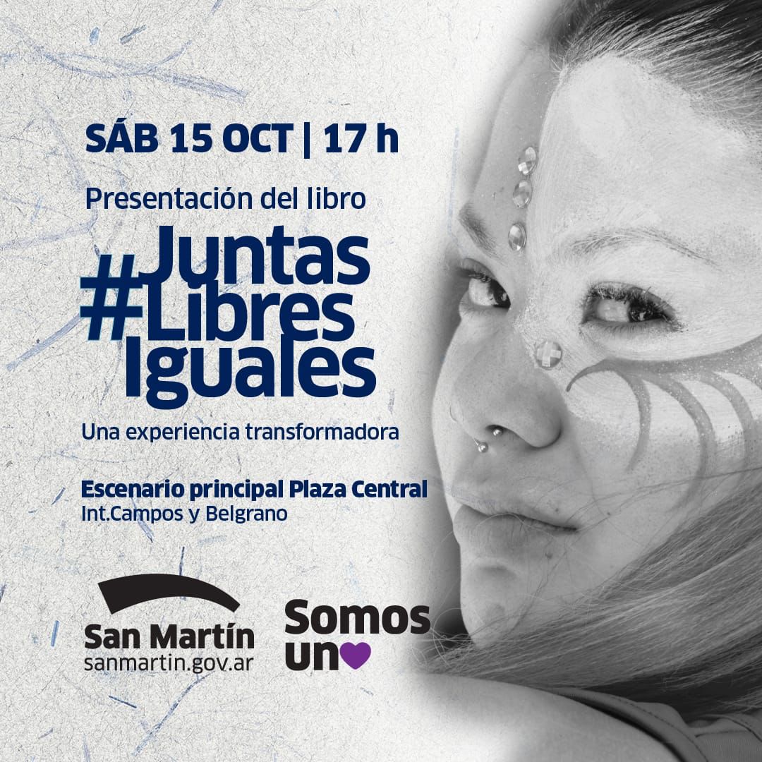 💜📗 Mañana presentamos nuestro libro "#JuntasLibresIguales Una experiencia transformadora"
en la Feria del Libro #SanMartínLee
 
Con la presencia de <a href="/EstelaEDiaz/">Estela Díaz</a> 
y la performance de batucada y expresión corporal #Juntaslibresiguales <a href="/BoomChapadama/">Boom Chapadama</a> 
📍ESCENARIO PRINCIPAL
🕧 17 h
