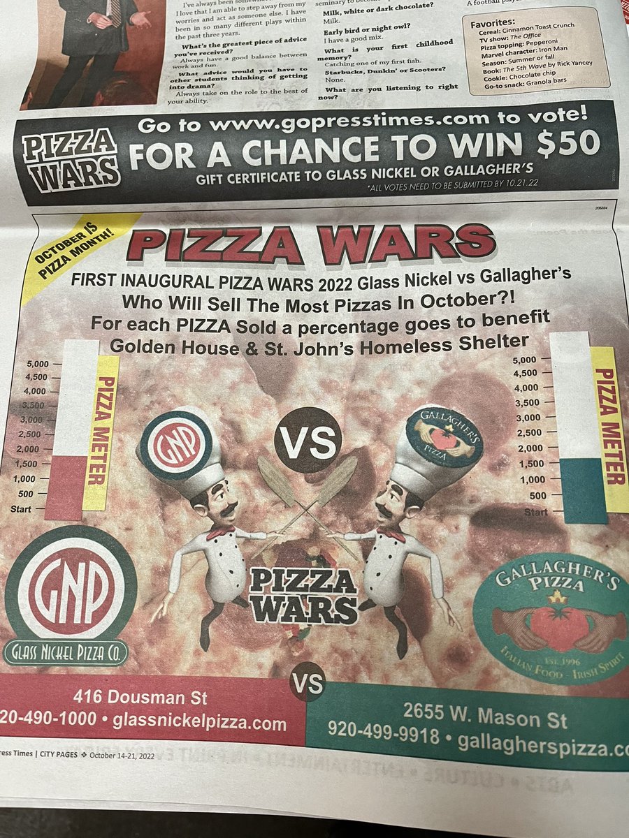 Pizza Wars #pizzawars #gnp #gnpgb #glassnickelpizza #greenbay #nationalpizzamonth