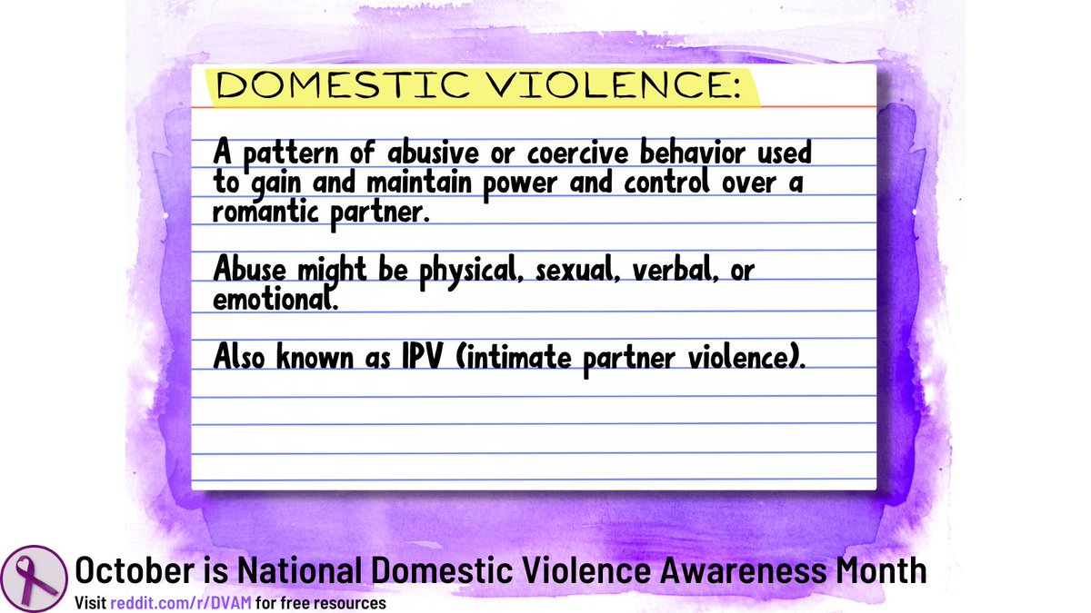 r__DVAM's tweet photo. Domestic violence (Intimate Partner Violence) is a pattern of behavior used to gain and maintain #power &amp; #control over an intimate partner.

#DVAM #DVAM2022 #IPV https://t.co/Imig5E6iHv