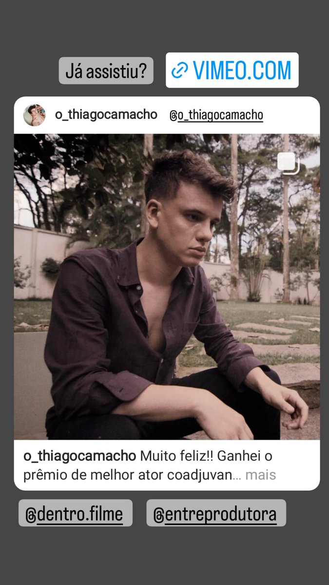 EntreProdutora's tweet photo. Muito felizes!! Thiago Camacho ganhou o prêmio de melhor ator coadjuvante pelo Festival de Cinema de Rio Bonito RJ, com o nosso filme, Dentro. Já assistiu? Segue: https://t.co/uaVll0fvPS https://t.co/gz8Lxz6nFe