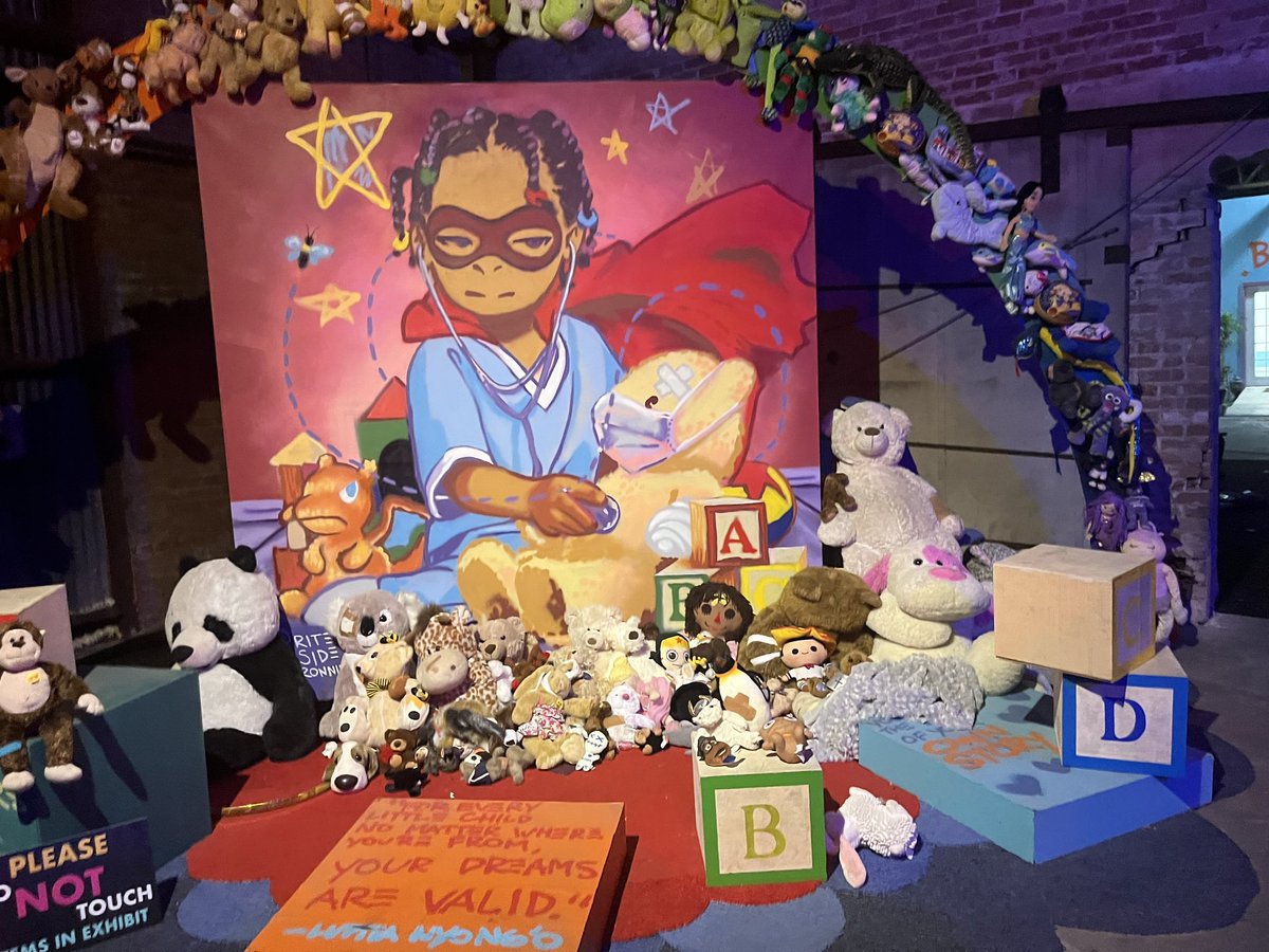 ACDtweets's tweet photo. Radical Freedom Dream Room, an exhibit that asks youth, "what kind of world do you want to grow up into?" 

What IF guns shot flowers 💐 instead of bullets? What if we could turn police presence #upsidedown to create actual safe spaces like therapists' offices? @studio_BE_ #ACD45 https://t.co/rWLii7NQeF