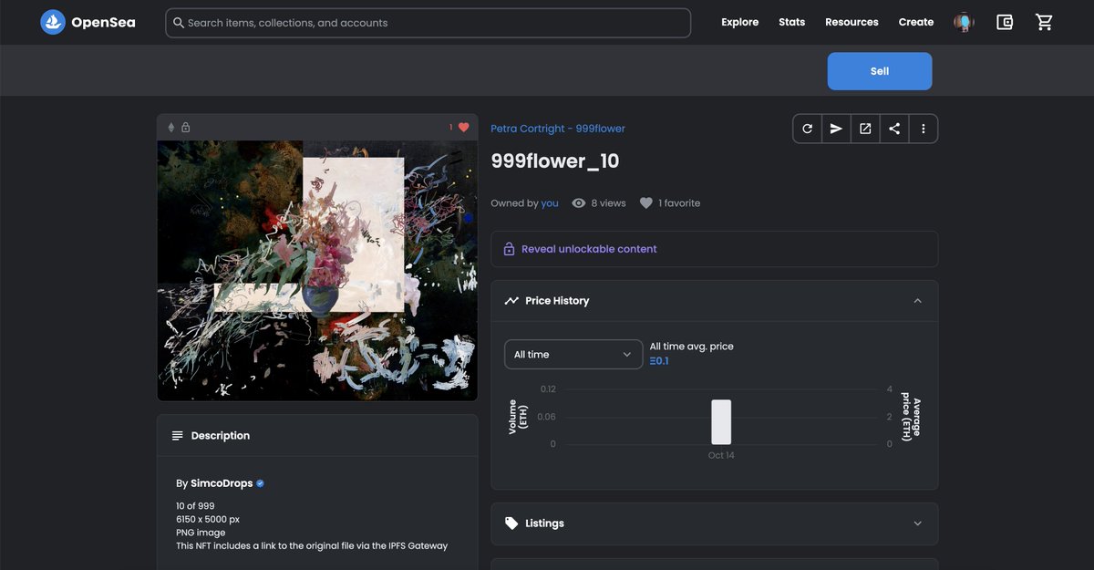 aZamatahmadbaev's tweet image. Dreams come true ✨ 

So happy to collect this beautiful artwork by @petcortright 

opensea.io/assets/ethereu…

Thank you @simcodrops for this opportunity 👾