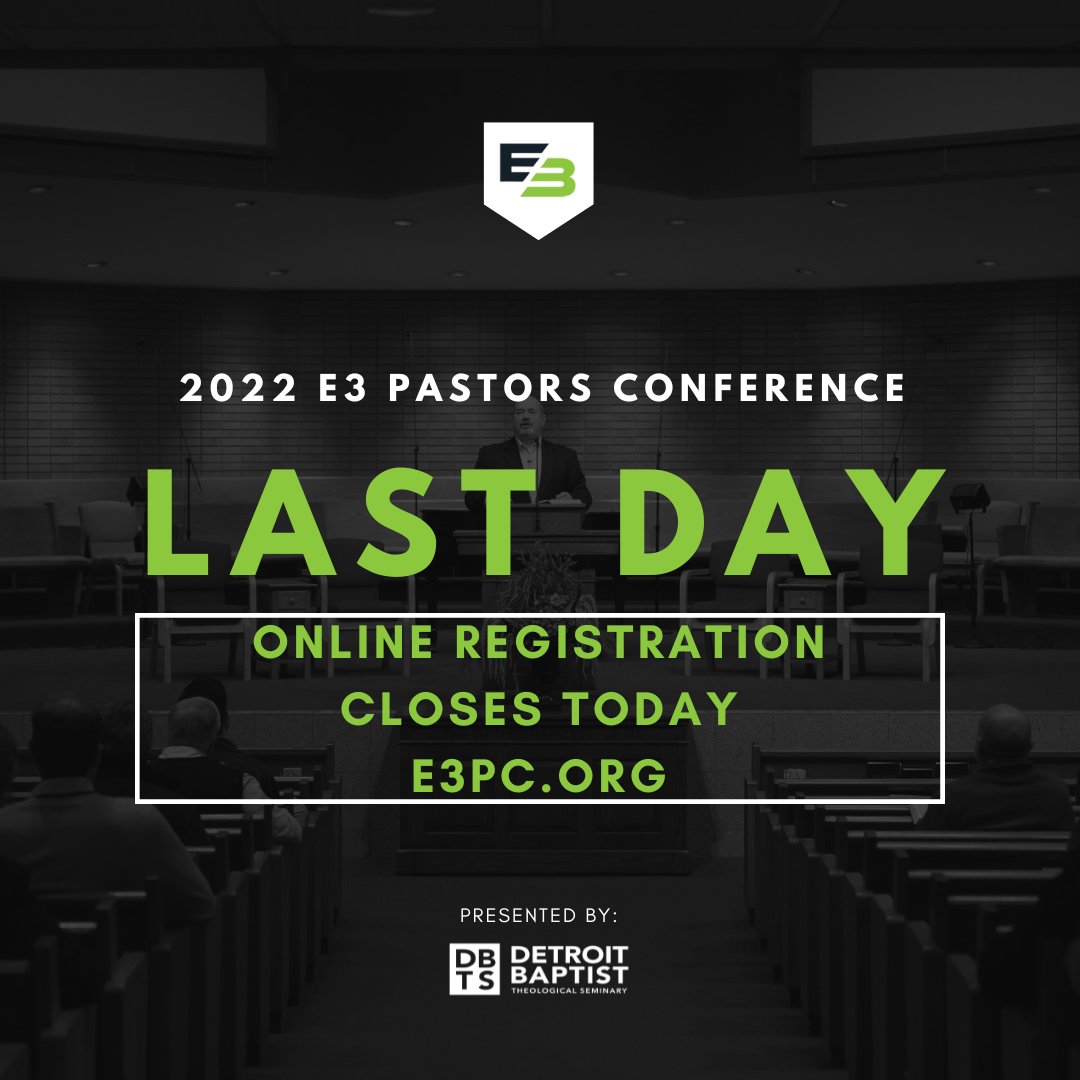 DBTSeminary's tweet image. Today is the last day to register online for the E3 conference. You can still register at the door for an increased fee. Hope to see you there! Sign up at e3pc.org