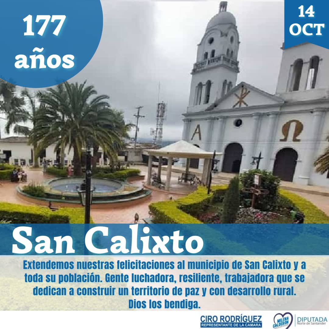 CiroARodriguezP's tweet photo. Felicidades a todos los habitantes del municipio de San Calixto en sus 177 años . Especialmente a su Alcaldesa @MontejoBetsaida https://t.co/qFJ9fP6cjb
