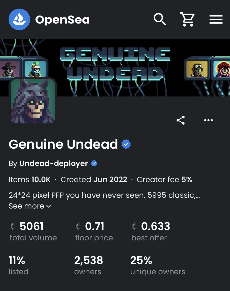 MASSIVE congrats to all my <a href="/GenuineUndead/">Genuine Undead</a> OGs who’ve been down since day 1 (or month 1).
One of several shining lights in this market right now.