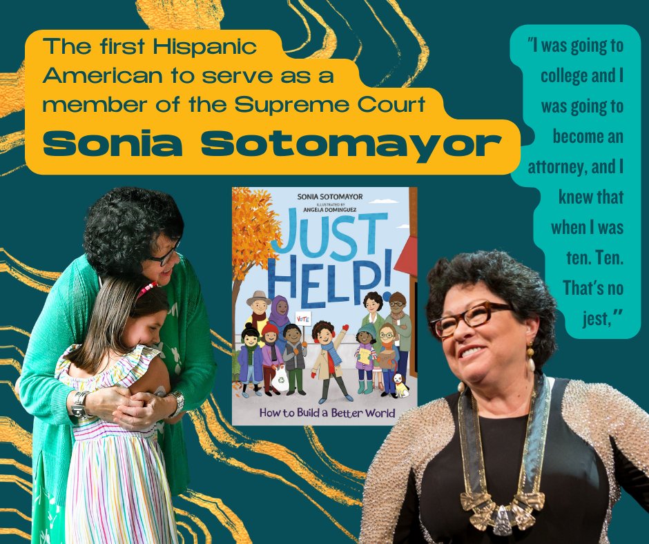 In honor of the end of Hispanic Heritage month, there is no better story to tell than that of Sonia Sotomayor. She is known as someone who utilizes her lived experiences to challenge the historically white &amp; patriarchal justice system and as an advocate for girls' opportunities.