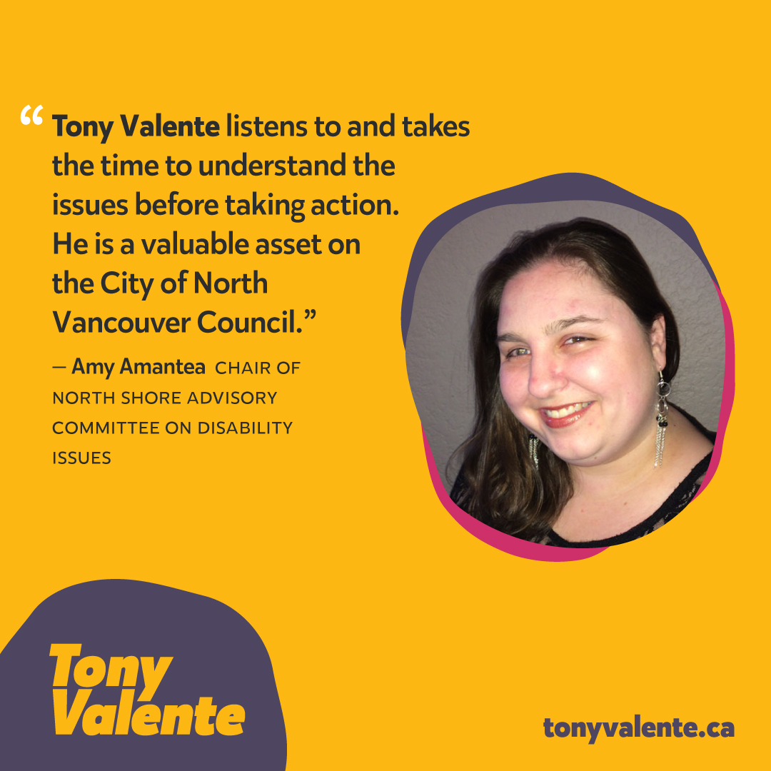 tonyvalente_ca's tweet photo. Thank you Amy for your endorsement! I value your support and hope to continue to work together with the residents of the @cityofnorthvancouver to make it a more liveable community for all. I hope I can count on your vote tomorrow. #votevalente https://t.co/uPlrQHVdhA