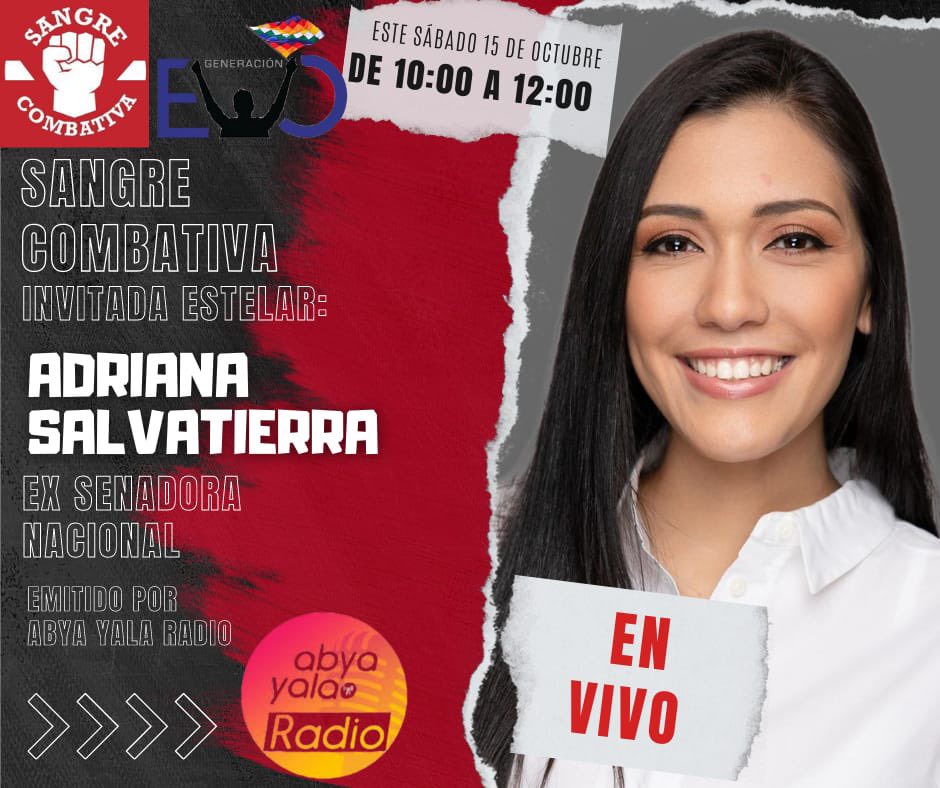SCombativa's tweet photo. Una invitada de lujo este sábado en @SCombativa, no te pierdas la entrevista a @Adriana1989sa. La cita a las 10 am por @AbyaYalaBolivia 📻 https://t.co/p5AP8vr64h