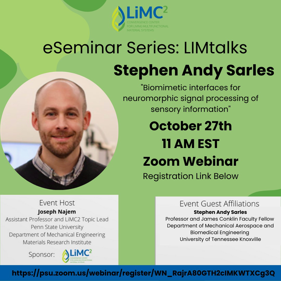 Join us via zoom for our next LIM talk with professor Stephen Andy Sarles on October 27th at 11 AM EST. Register now: psu.zoom.us/webinar/regist…

Hope to see you there!