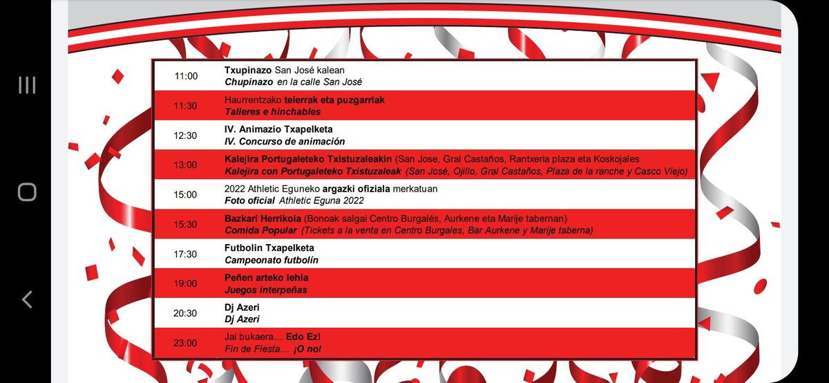 Hau da Portugaleteko Athletic Egunaren egitaraua!! Este es el programa del Athletic Eguna de Portugalete!!