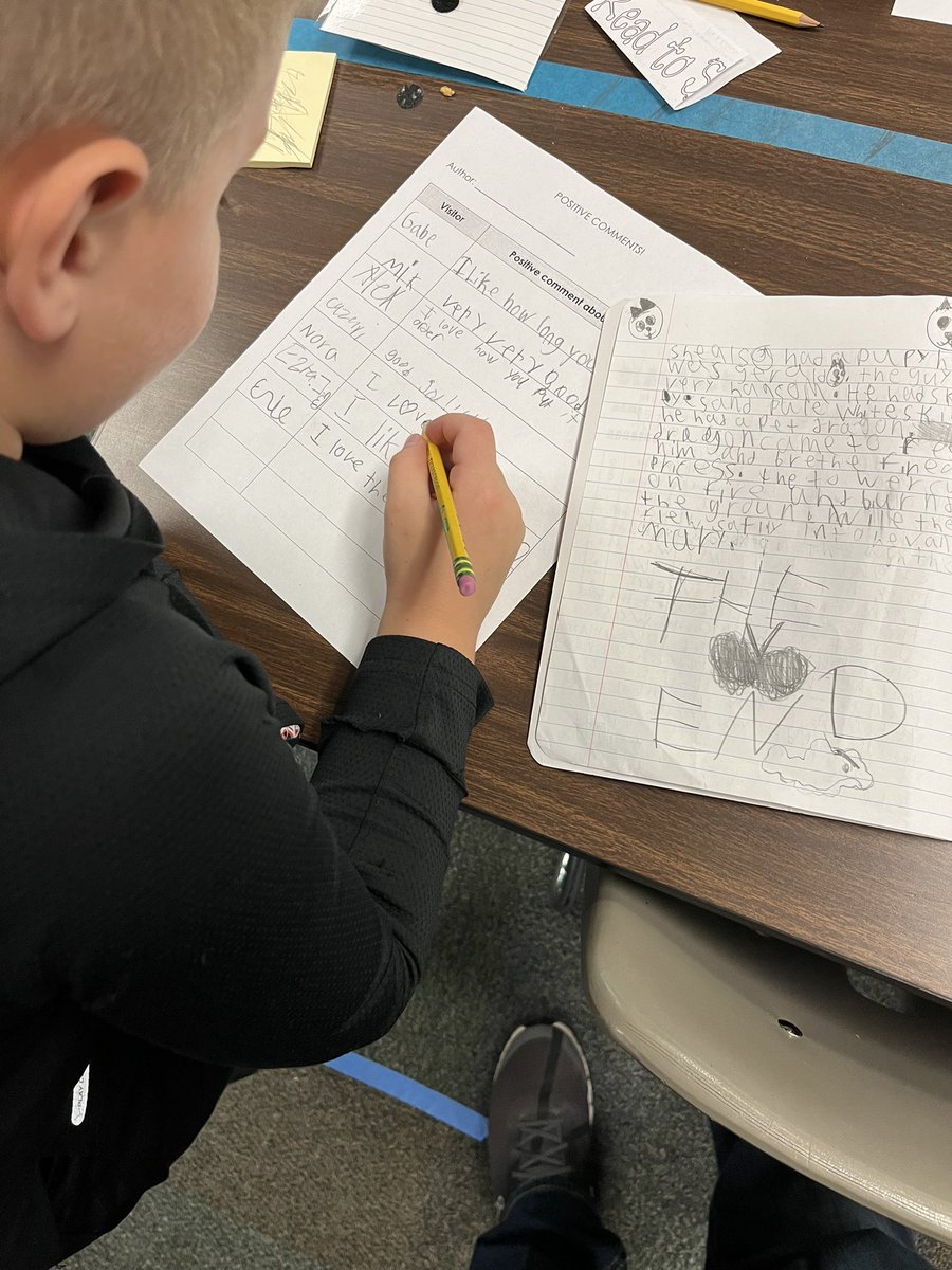 WaukeshaSTEM's tweet photo. 3rd Graders in Mr. Frei’s class love to write.  Check out their celebration of writing… proud students are happy students!!! #BetterTogether @randstemfreij https://t.co/eWuZPREC8t