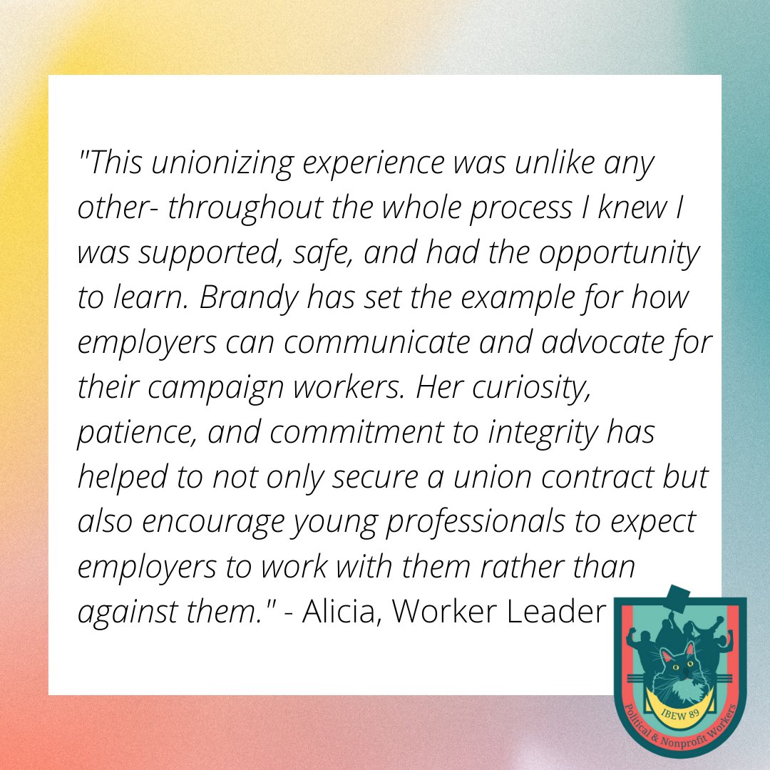 Congrats to the workers of Friends of Brandy Donaghy! This is the second cycle this campaign has unionized with workers continuing to successfully win improved benefits and working conditions including healthcare, transitional pay and guaranteed days off. #UnionStrong #1U