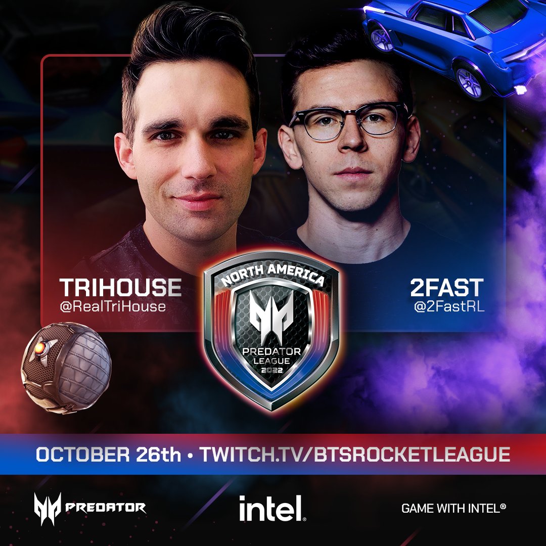 BTSRocketLeague's tweet photo. Next up on our all-star list...

@RealTriHouse and @2FastRL will be joining us for the #PredatorLeague Charity Invitational 🤩

#12thGen #GameWithIntel @IntelGaming https://t.co/67hJ2HMweP