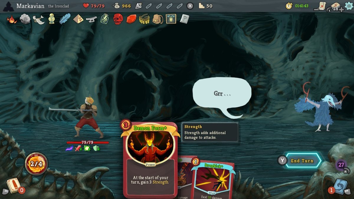 Markavian's tweet photo. TIL, the cultists are minions of the Awakened One and will flee if he dies first. #slaythespire https://t.co/BQCl2NHsr3