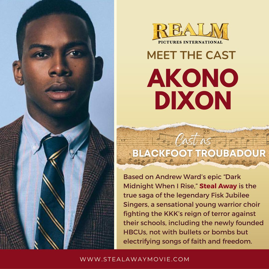 stealawaymovie's tweet photo. 🎬 Meet the Cast
Actor Akono Dixon is cast as a Blackfoot Troubador. Akono is best known for his role 'Andre' in the hit CW series, ‘All American’ and as Joshua in the award-winning film 'Dolemite is My Name.’
.
.
.
#StealAwayMovie #Cast #Film #filmmaking #MakingAMovie #Art #HBCU https://t.co/98OeQlx30l