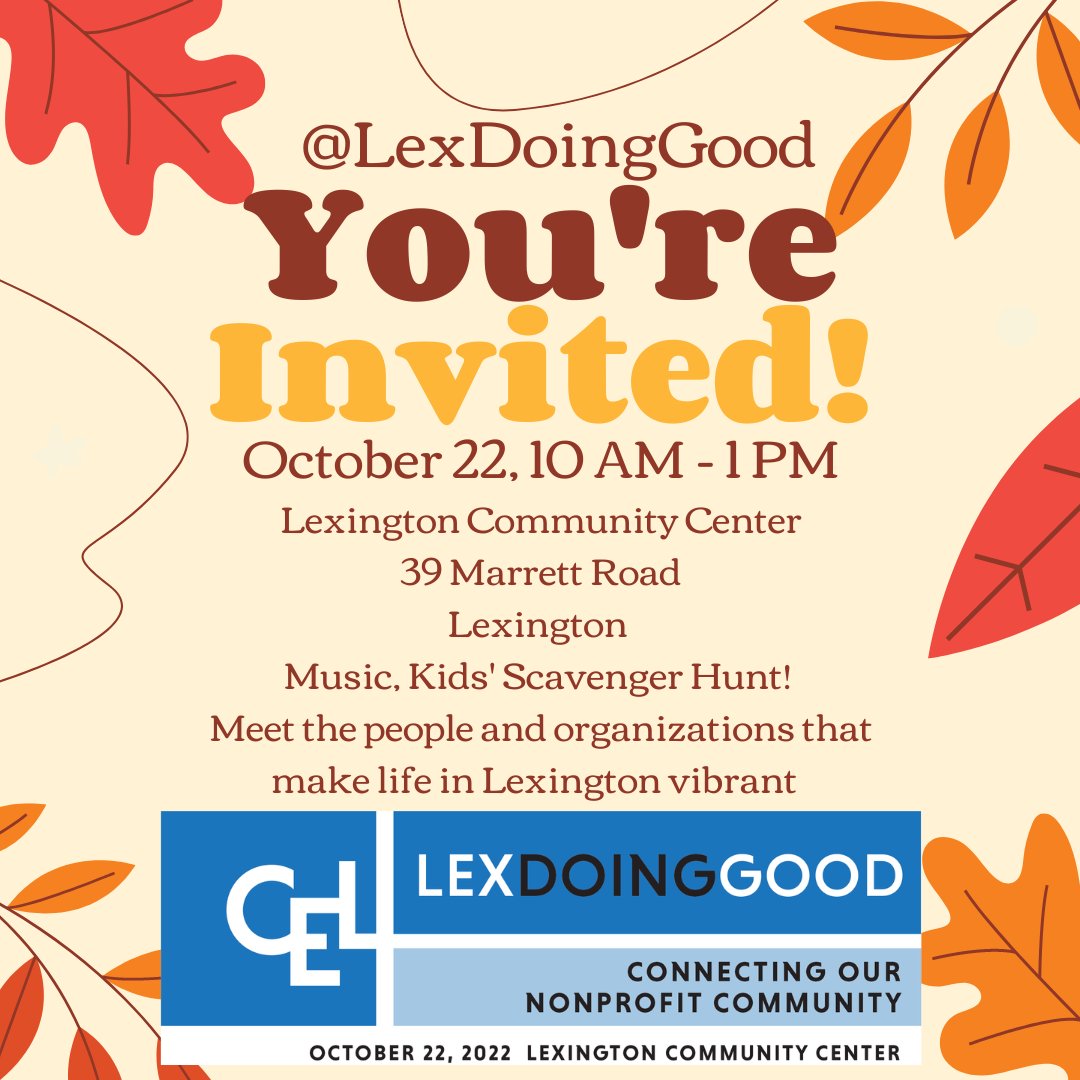 Just one week until @LexDoingGood on Sat., Oct. 22! Meet the nonprofits and town agencies that bring you meaningful programming that makes life in Lexington better! #lexdoinggood #artsandculture #environment @healthandhumanservices #community