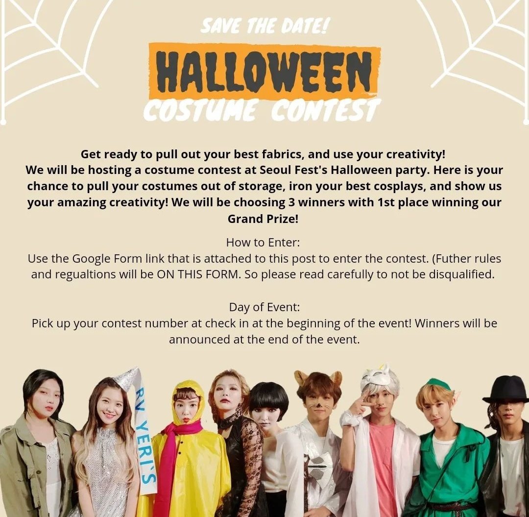 seoulfest's tweet photo. Don't forget to sign up for the Costume Contest! Anyone attending the event is allowed to enter! Sign up here 
https://t.co/bfQwaGrgEE https://t.co/JmCC2O4rGC