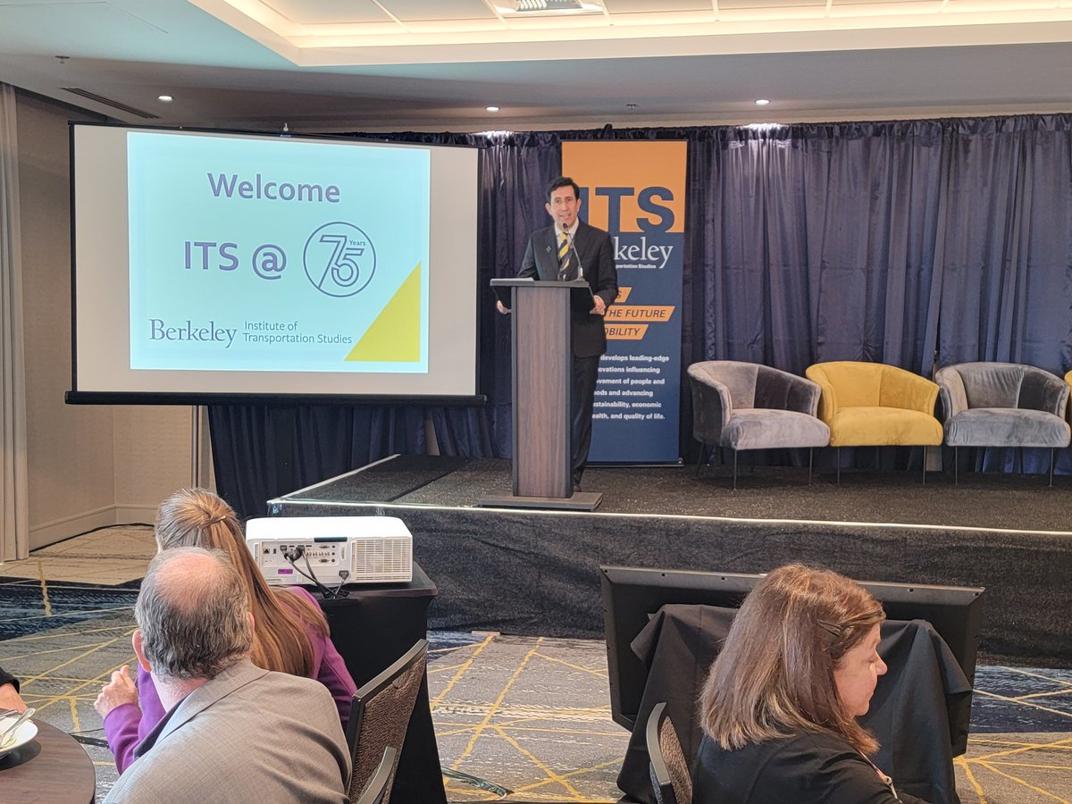 BerkeleyITS's tweet photo. Our director Daniel Rodriguez opens up our #ITSat75 celebration. Excited to celebrate 75 years! https://t.co/GL7LXiOAtr