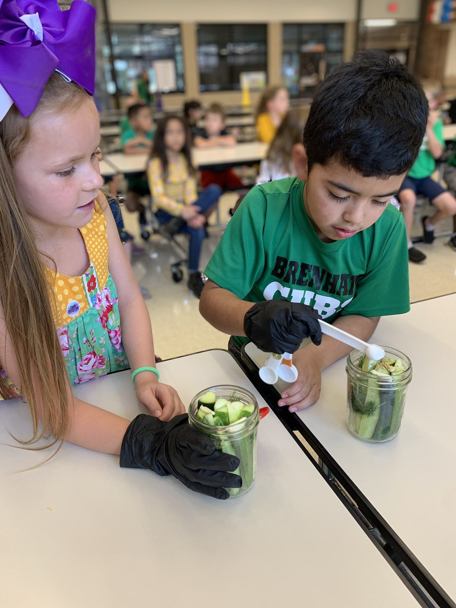BISDFood's tweet photo. Thank you @AltonElementary 3rd graders for learning with us and using local Texas pickling cucumbers to make pickles! 🥒 We can’t wait to taste these next week! 🧑‍🌾 

@BrenhamISD #FarmFreshTexas #FarmFreshChallenge @TexasDeptofAg https://t.co/IaUjZxmpBb