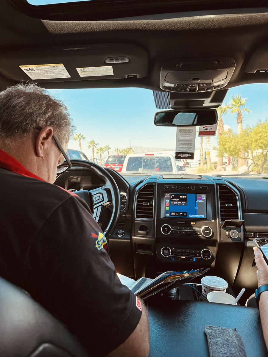 DGMRacingFL's tweet photo. @LVMotorSpeedway Yep! Stuck behind it 🫠 Boss Man @MarioGosselin is reviewing some notes as we wait to go through the tunnel to get in the @NASCAR_Xfinity garage.
#NoWastedTime | #NoQuitInDGM https://t.co/UXAFpBtB9A