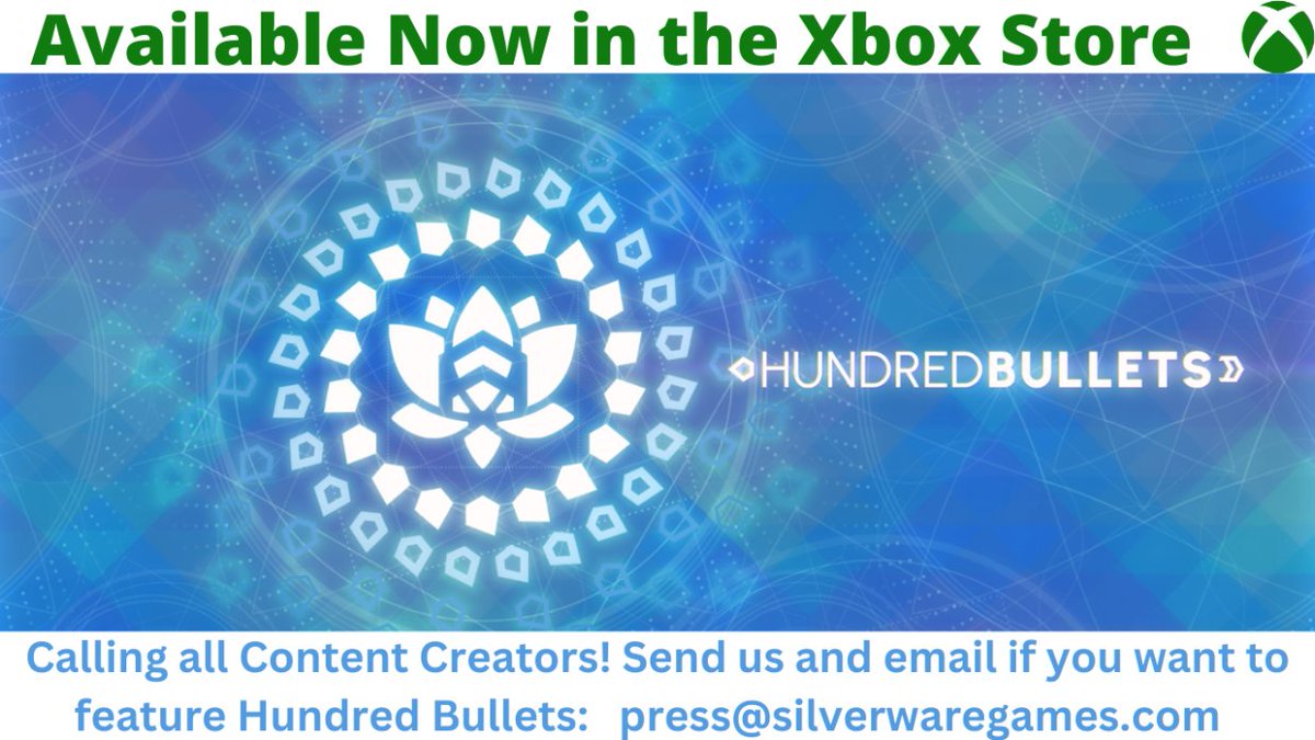 Are you a content creator and want to feature Hundred Bullets on Xbox? Send an email to press@silverwaregames.com sharing some information about your community! Over 100 Xbox codes to send out! x5 people who #RT this post will also win a copy of Hundred Bullets on Xbox