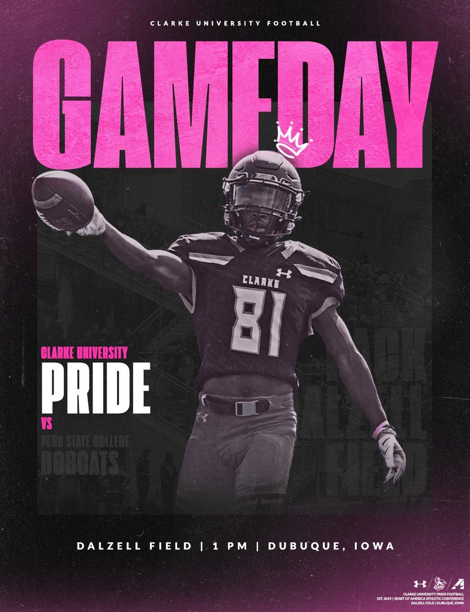 ClarkePrideFB's tweet photo. 𝐆𝐀𝐌𝐄𝐃𝐀𝐘

🆚» Peru State College
🏟️» Dalzell Field
🕐» 1 p.m.
📊» https://t.co/EaM08n0w69
📺» https://t.co/vM5uxEoRap

#ClarkePride // #BeatPSC https://t.co/kiYfz0VDFq