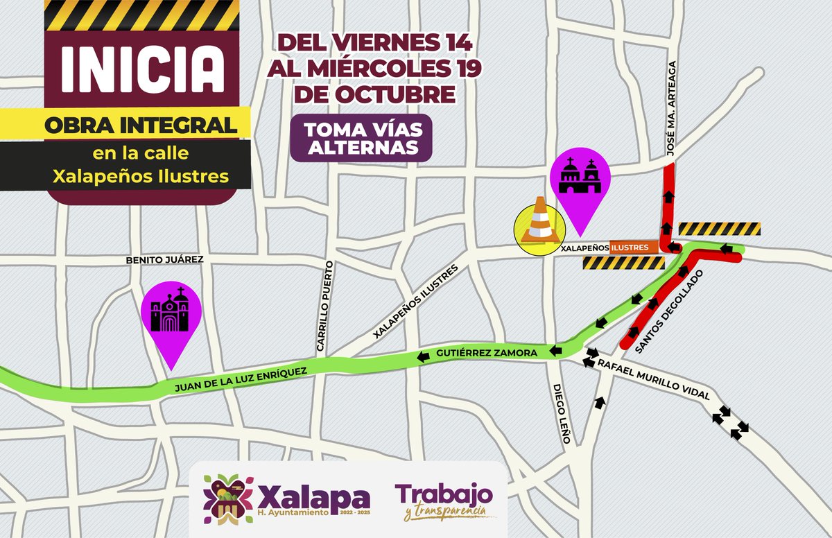 alcalorpolitico's tweet photo. #ElPoderDeLaVerdad 🚧| Se complicará Centro de #Xalapa: Cerrarán Xalapeños Ilustres
- Desde las 19:00 horas de este viernes, por obras, quedará cerrado el paso a la altura de Santos Degollado.
https://t.co/fNzXQ7xweY
#ChécaloEnAlCalor https://t.co/9n7NGVgc6d