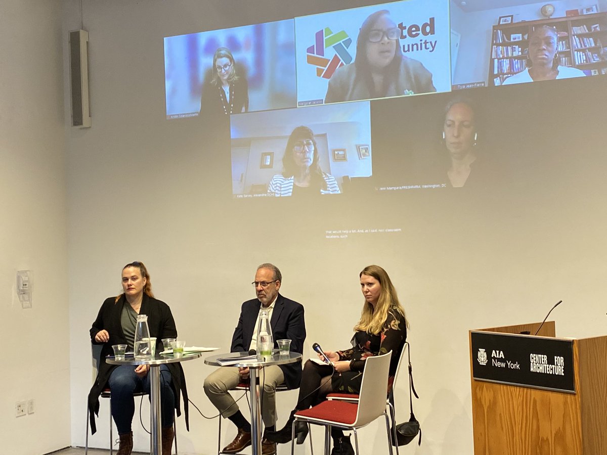 Awesome panel discussion this morning on #CommunitySchools at the <a href="/CenterForArch/">CenterForArch</a> in NYC with our research partners <a href="/DrexelUniv/">Drexel University</a> !  We had a wonderful panel of experts join on-line in an engaging hybrid session exploring the #schoolofthefuture. @PerkinsEastman <a href="/FoodPrintsDC/">FRESHFARM FoodPrints</a>