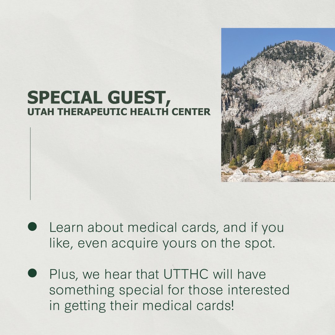 utmmj_org's tweet photo. Interested in getting your Med Card? Join us &amp; Deseret Wellness this Saturday, October 15 at 8:30AM-10AM for a​​ Free Educational Class! New patients who attend will receive $50 off their Med Card, so you won't want to miss this. 🍃 https://t.co/K9ApnB5dgv