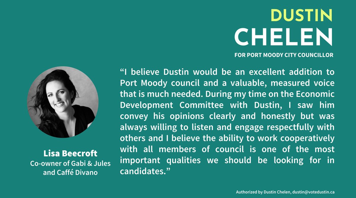 #portmoody needs City Councillors that listen to the community and can treat each other with respect. Thanks to Lisa from <a href="/gabiandjules/">Gabi & Jules</a> and <a href="/caffedivano/">Caffe Divano</a> for the words of encouragement!