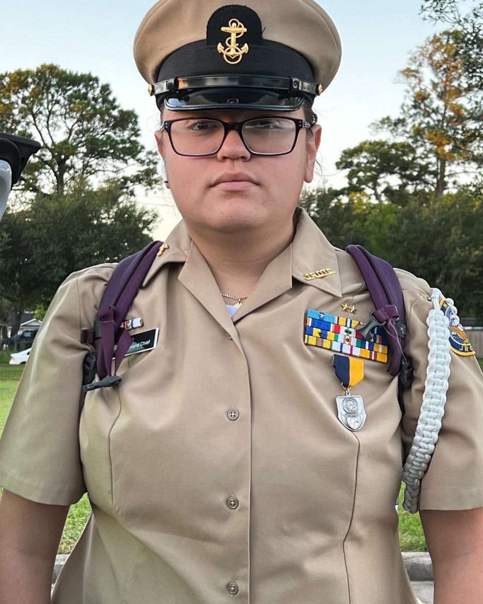 When Brisa Leon first joined <a href="/SB_GuthrieJROTC/">SB Guthrie NJROTC</a>, she was an eager freshman ready to find her place at <a href="/SpringWoodsHigh/">Spring Woods High</a>. Now Brisa is a junior &amp; Company Cadet Senior Chief, the sixth-highest-ranked cadet in the 101 Cadet program. Learn more about Brisa: bit.ly/NJROTC-Leon ⭐️
