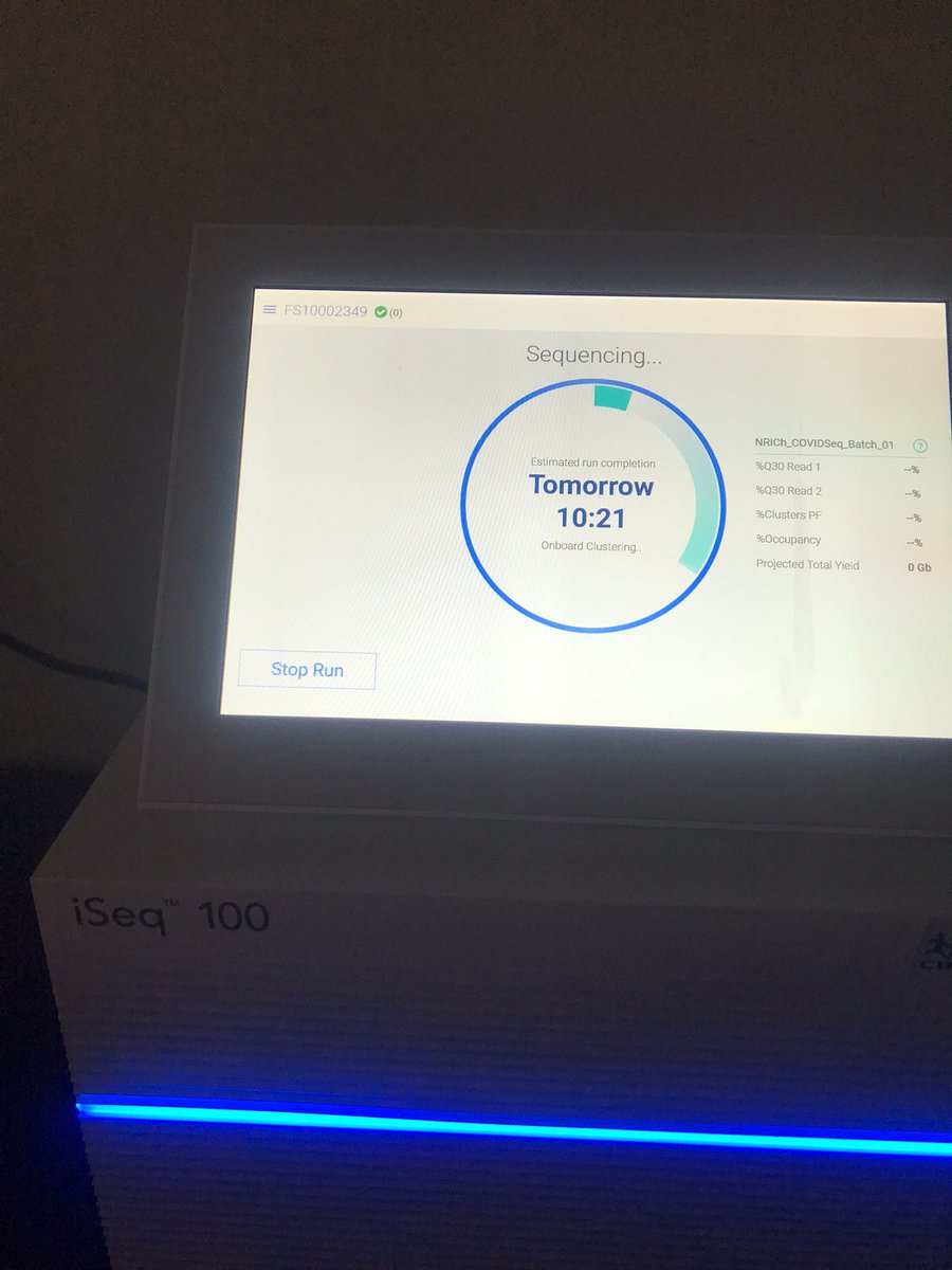 dBmeLab's tweet photo. Our very first run of genome sequencing in the #NRICh lab, funded by @FINDdx and @chrfbd. Tomorrow will be ours! #gebcu https://t.co/UOdds3O9Gj
