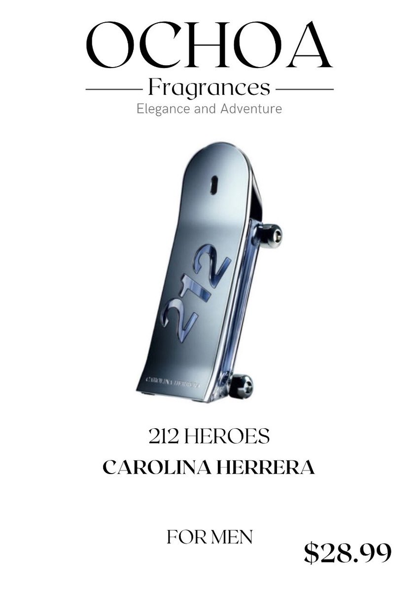OCHOAFragrances's tweet photo. ¿DESEAS QUE TODAS TE MIREN AL PASAR? 😍👩🏻‍❤️‍💋‍👨🏻

Te presento el #212Héroes de la reconocida marca #CarolinaHerrera, esta fragancia deportiva e irresistible hará que te robes todos los suspiros en donde sea que estés; oportuna para salidas casuales sin dejar de lado tu poder seductivo. https://t.co/Oiglp0Sa4t