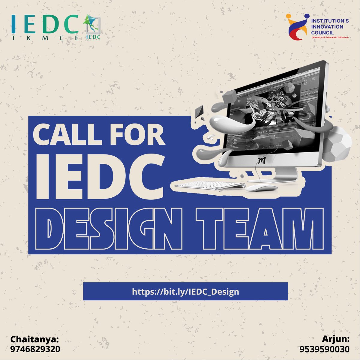 iedctkmce's tweet photo. IEDC TKMCE is looking for skilled designers to join our vibrant team.Join us, and let your abilities and ideas grow!

Get ready to join our design team and be a part of numerous events we host.

Last date of registration : 
16th October 2022

Register at:
https://t.co/udeNJ2oToN https://t.co/tL7OmFHGh8