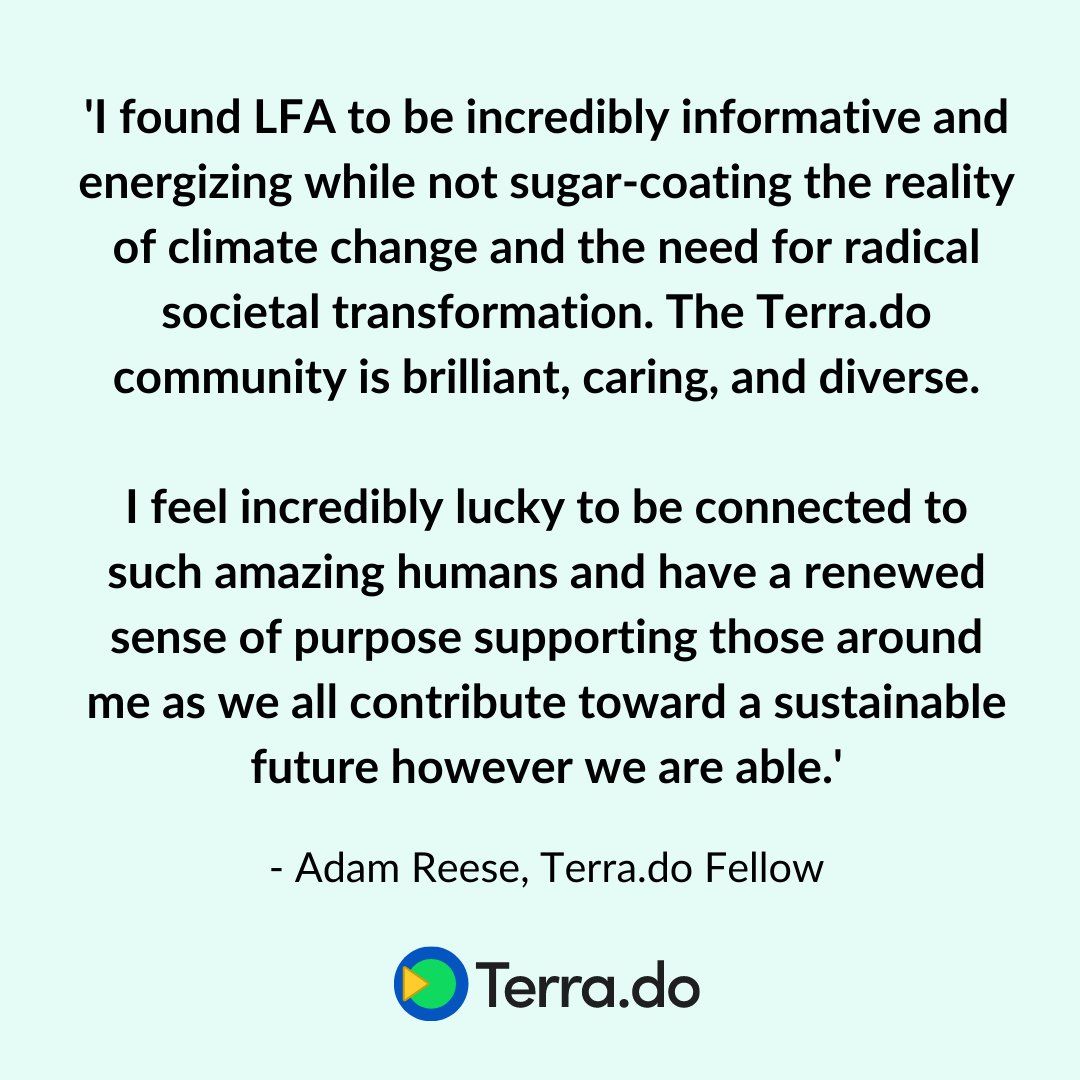 terradotdo's tweet image. The Terra.do community is brilliant, caring, and diverse.' 

🌿 Build your community this October with our 'Learning for Action' program! Applications close on October 17: bit.ly/3MxOfxG

 #climateeducation #climatelearning #climateschool #climatecommunity