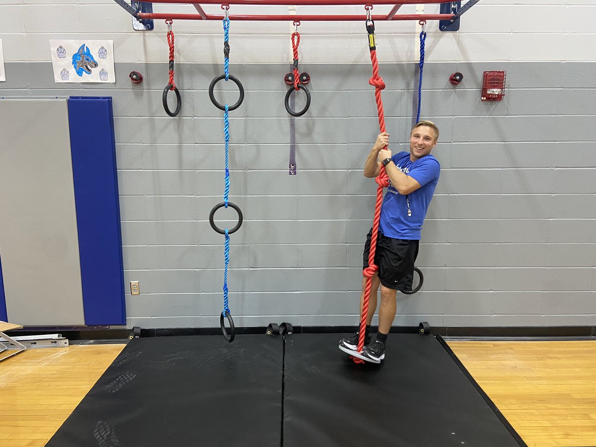 PEforlife's tweet image. We are SOOO excited for our new rock wall and ninja wall @ShulerElem!!! @ShanaMOlson6 and @ChadJamison07 were the first to try it out! Thank you to our PTO and our community/sponsors for donating funds for the 2022 Show UP For Shuler fun run last spring to make this happen!