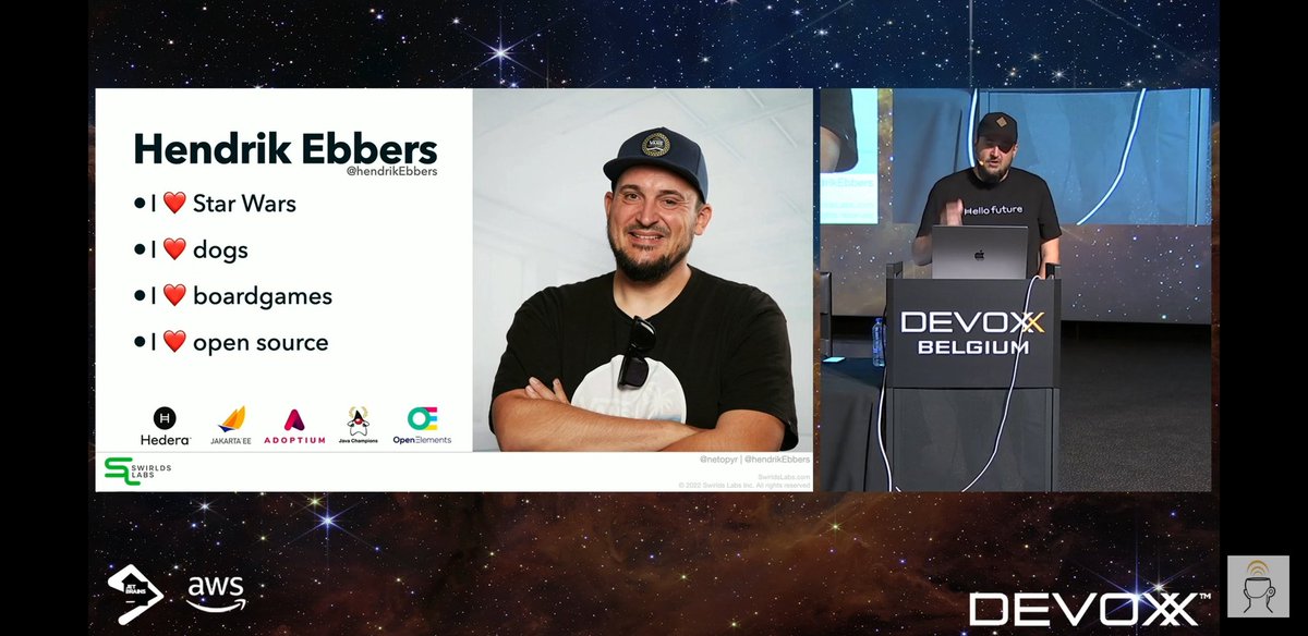 1/3 <a href="/net0pyr/">Michael Heinrichs</a> &amp; <a href="/hendrikEbbers/">Hendrik Ebbers 👾</a> divide a session titled:
"#Blockchain, #NFT and smart contract for #Java developers"
into 3 parts:

⭐ #Crypto History, Blockchain Tech
⭐ Smart Contracts 1:02:30
⭐ How to use Tokens 2:02:10
<a href="/Hedera/">Hedera</a> $Hbar <a href="/Devoxx/">Devoxx</a> Belgium '22 
youtu.be/djDX3jYzLvk