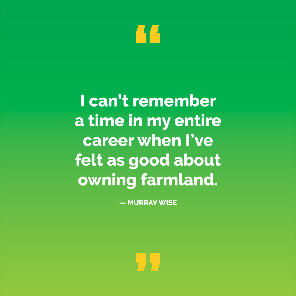 FarmlandPrtnrs's tweet photo. Nearly 40 years ago, Murray Wise helped pioneer the idea of farmland as an investable asset class. He’s just as excited about the farmland sector today. https://t.co/FxqCyT18Je