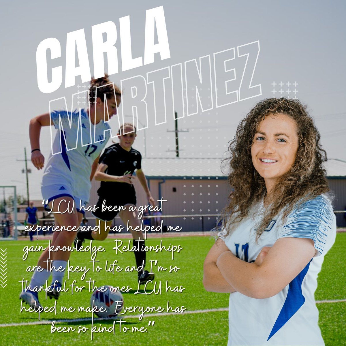 LCUSoccer's tweet photo. SENIOR SPOTLIGHT - #17 CARLA MARTÍNEZ
 Carla, we are so glad you took the risk to came to LCU and became part of the family.  You push yourself everyday and always put the team first. https://t.co/EaEgWdzq28