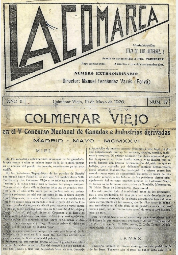 Celiaba11's tweet photo. Precioso artículo de la industria apícola en 1926 en la revista La Comarca de Colmenar Viejo. 
Sin embargo, la apicultura no entra en las ayudas de #Planganaderos2022 , ¿Sabemos por qué la apicultura no se trata por el @AytoColmenar  como ganadería? @jorge_garciad https://t.co/afUwzJhICF