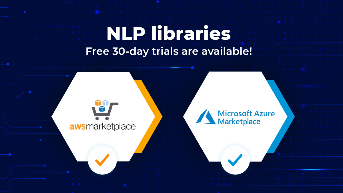 JohnSnowLabs's tweet image. Our #NLP libraries are now available on AWS and Azure as a Pay-As-You-Go subscription:

Amazon Web Services Marketplace hubs.li/Q01pwcPf0 

Microsoft Azure Marketplace hubs.li/Q01pwjV40

Free 30-day trials are available!
#sparknlp #sparkocr #nlp #aws #azure