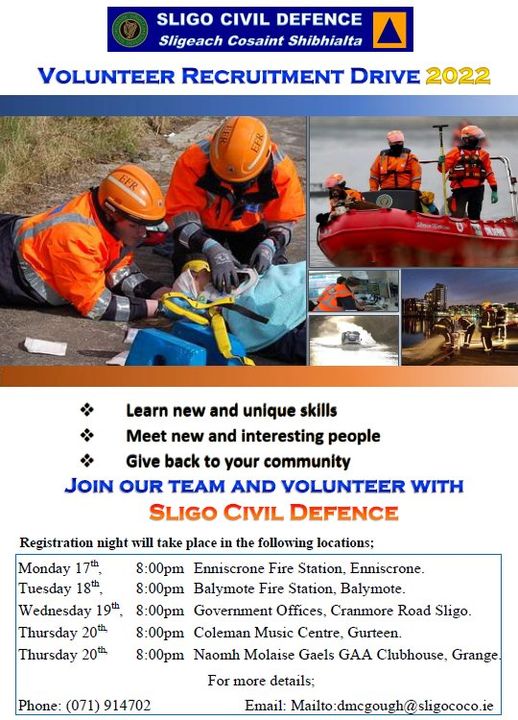 CivilSligo's tweet image. Final Remainder‼️
Recruitment 2022 is here and we are recruiting new Volunteers to join our teem. 

We look forward to meeting you all🙂

@sligohub1 @BestOfSligo @SligosBuzzin @sligoevents @sligococo #Sligo @CountySligo