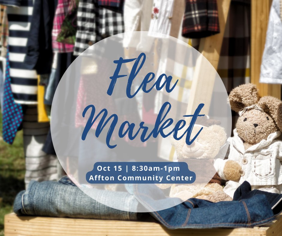 Come out to the Affton Community Center for the October 15th Flea Market! Doors open at 8:30am, and admission is free!
