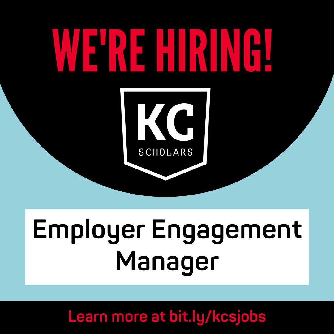We're hiring an Employer Engagement Manager to engage employers to build strategic relationships, produce employment opportunities, and operate career and industry-specific events designed with a diverse talent pool in mind. Learn more at bit.ly/kcsjobs.