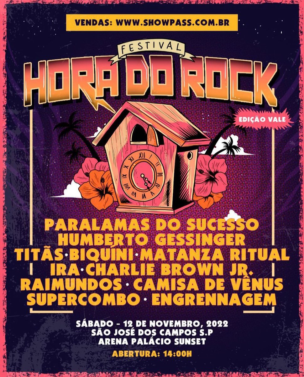 Engrennagem's tweet photo. Uma celebração ao rock nacional💥 Hora do Rock, 12 de Novembro, Palácio Sunset - São José dos Campos #Engrennagem #Hhoradorock #osparalamasdosucesso #titãs #biquini #humbertogessinger #ira #raimundos #charliebrownjr #camisadevenus #matanzaritual #supercombo O sonho está vivo 💙 https://t.co/MLVUGDUjvI